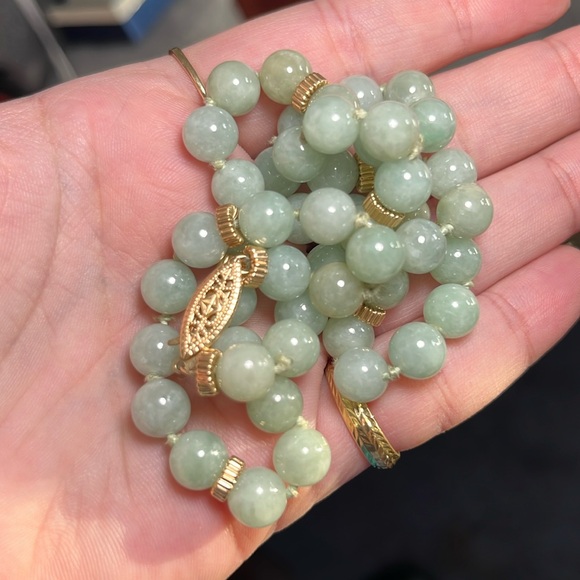 14k jade and pure gold necklace